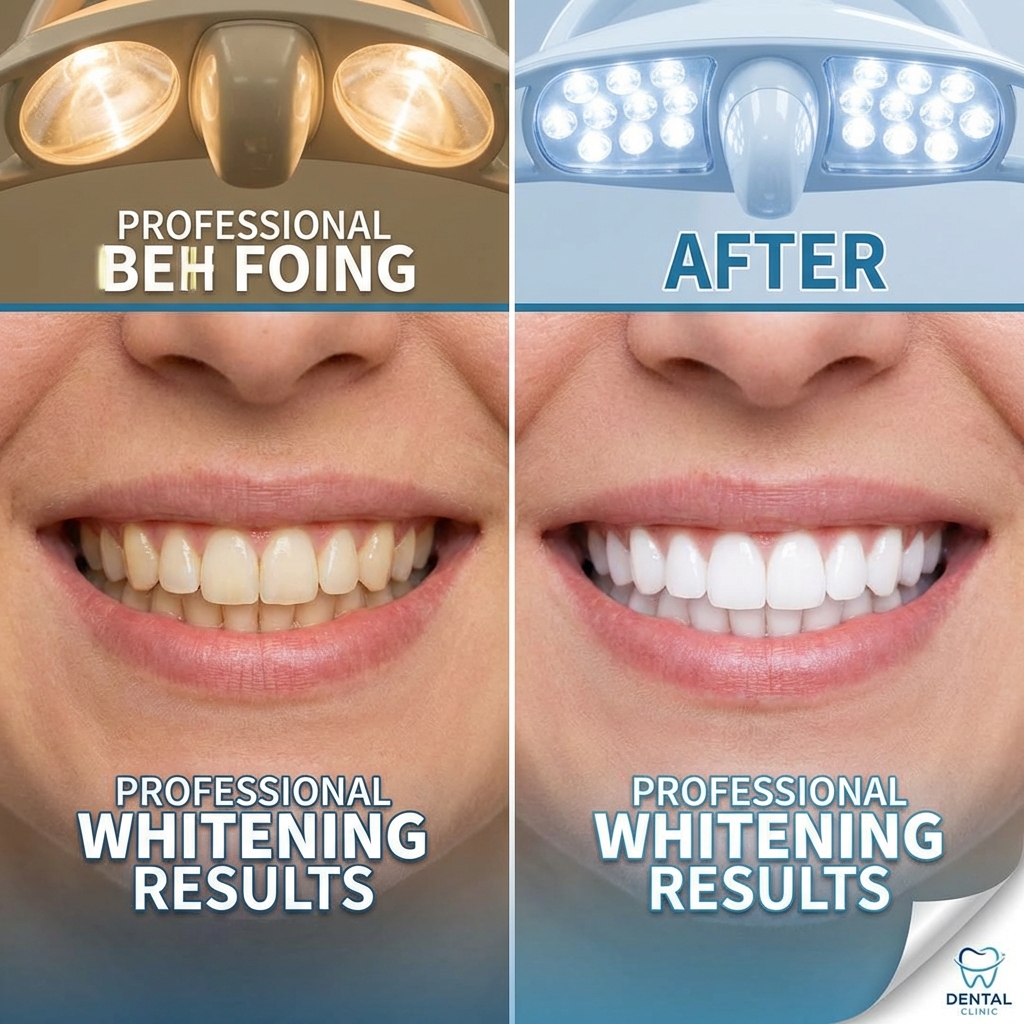 Before and after smile whitening