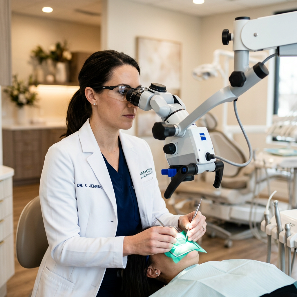 Dentist Working with High-Tech Tools